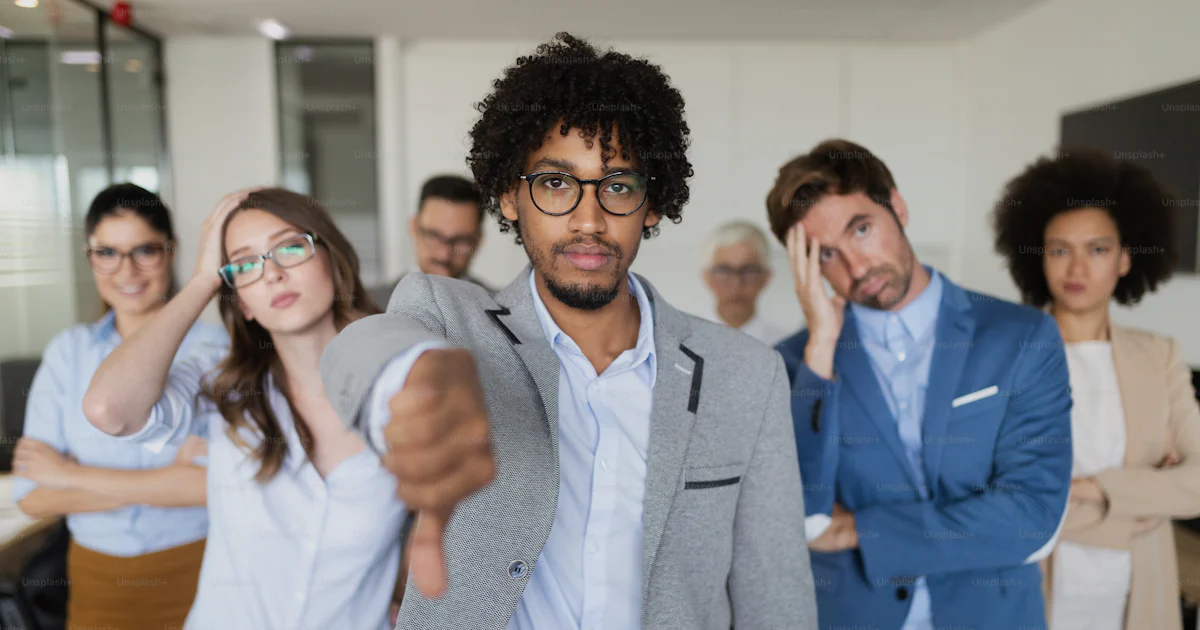 Bad Group Example Group of unsuccessful business people and badly managed company photo ...