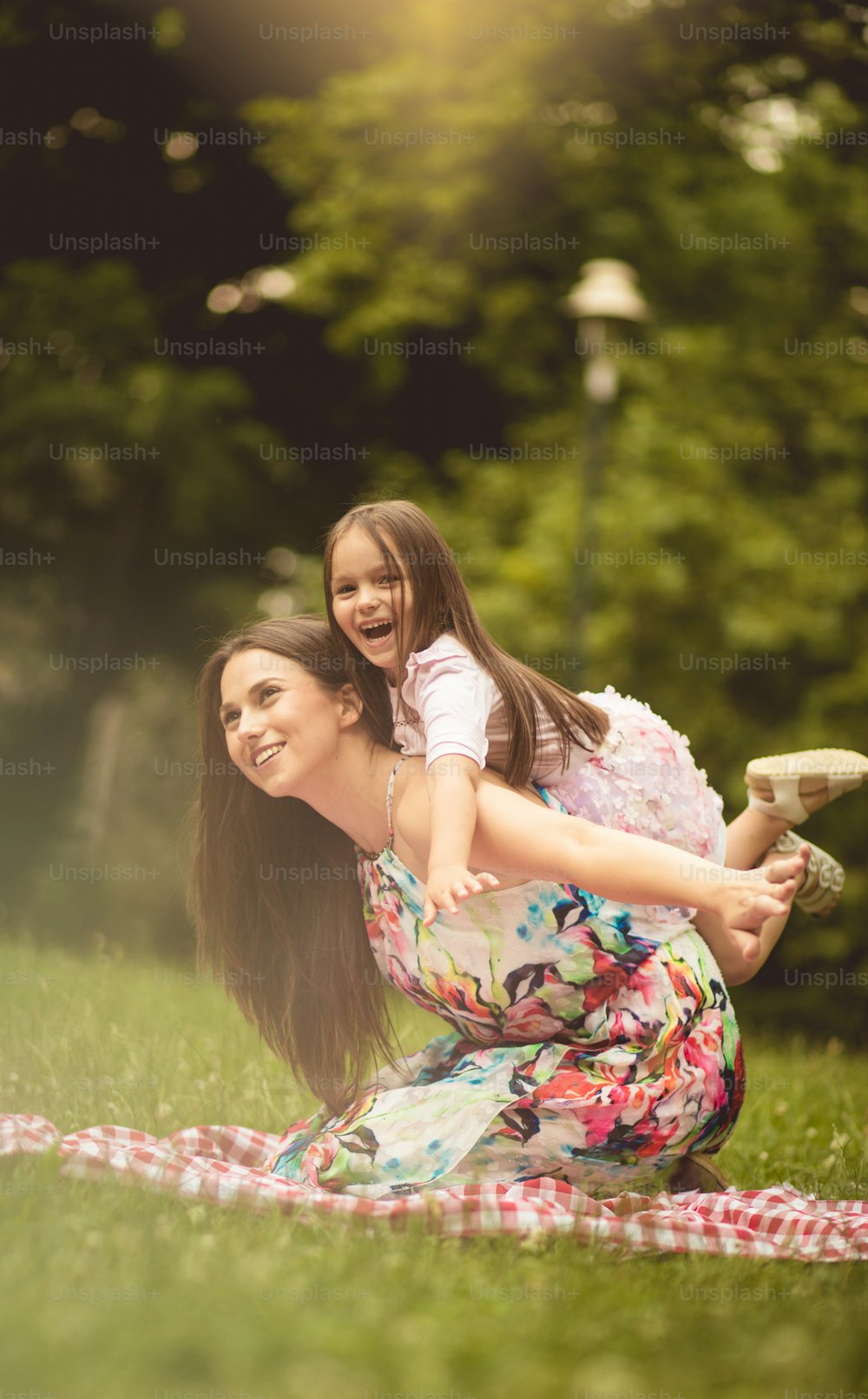 Our fun day. Mother and daughter in nature.