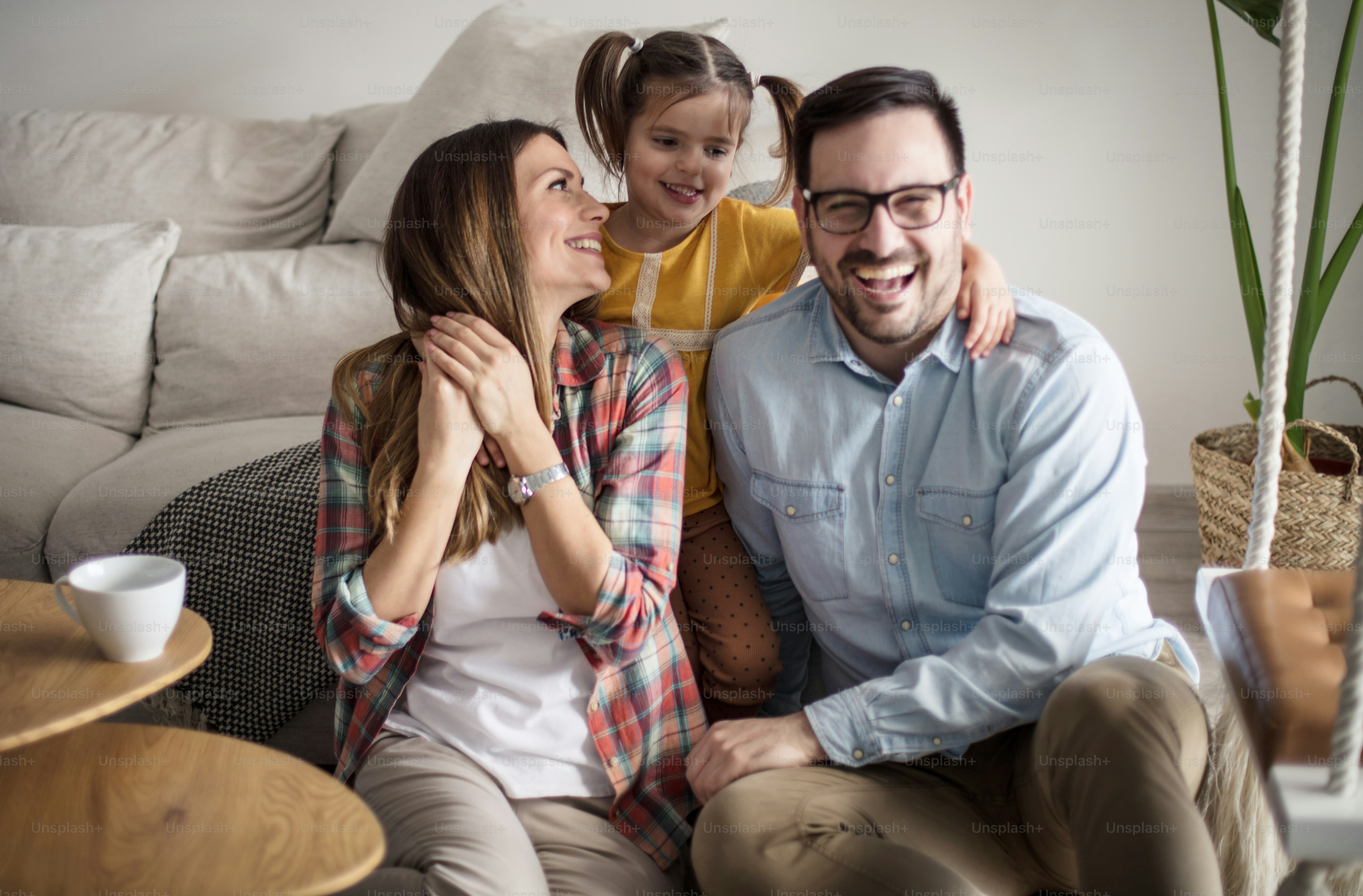 Young family spending time together at home