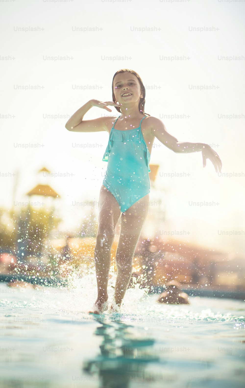 Enjoying yourself. Child in the pool.