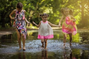 Sisters is blessing. Children having fun in nature.