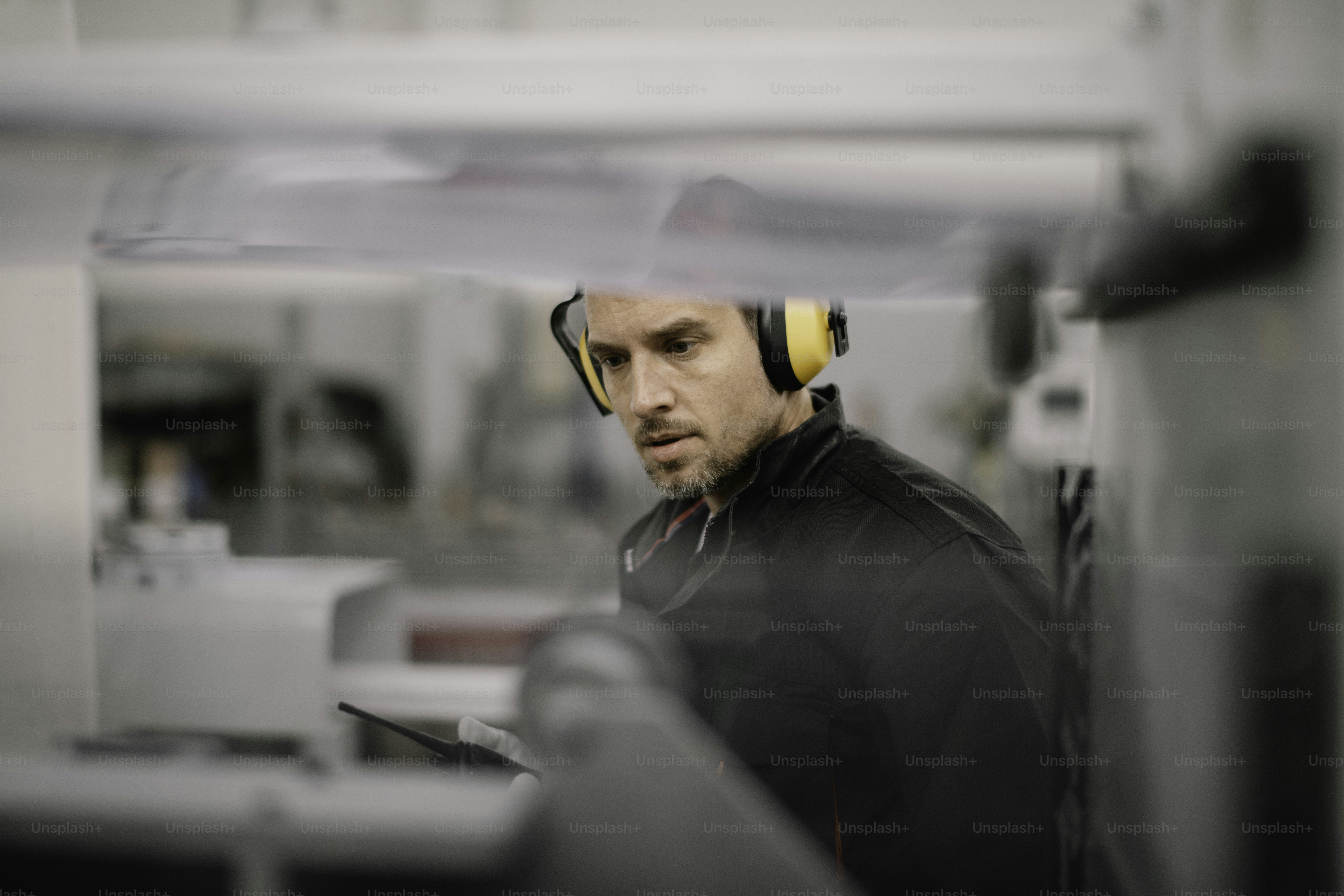 Factory worker. Young handsome factory worker.