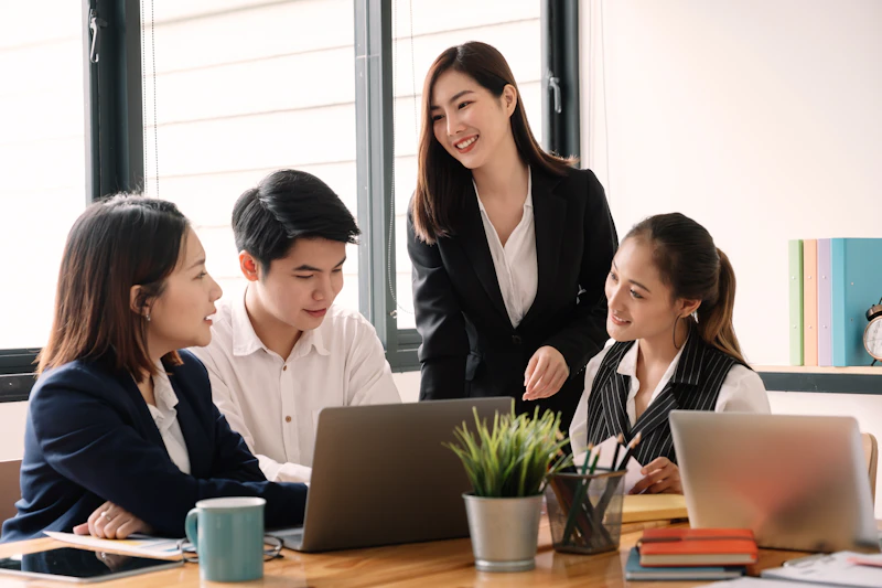 Professionals meeting to discuss research information