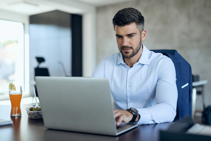 Business owner working online