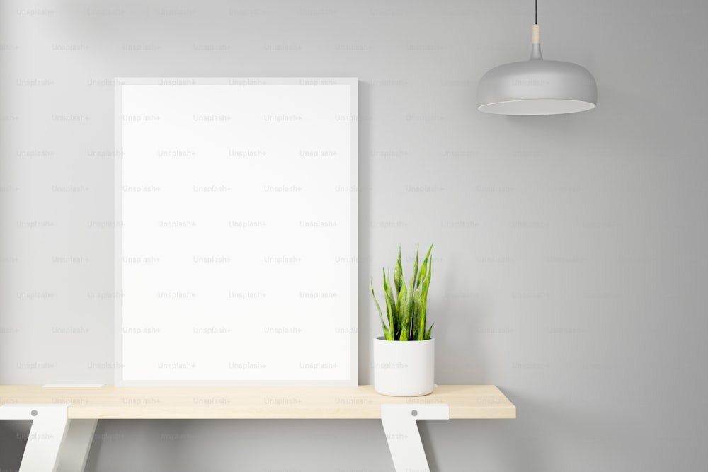 Photo or poster frame mockup suitable for 8.5 x 11 format. 3D rendering.