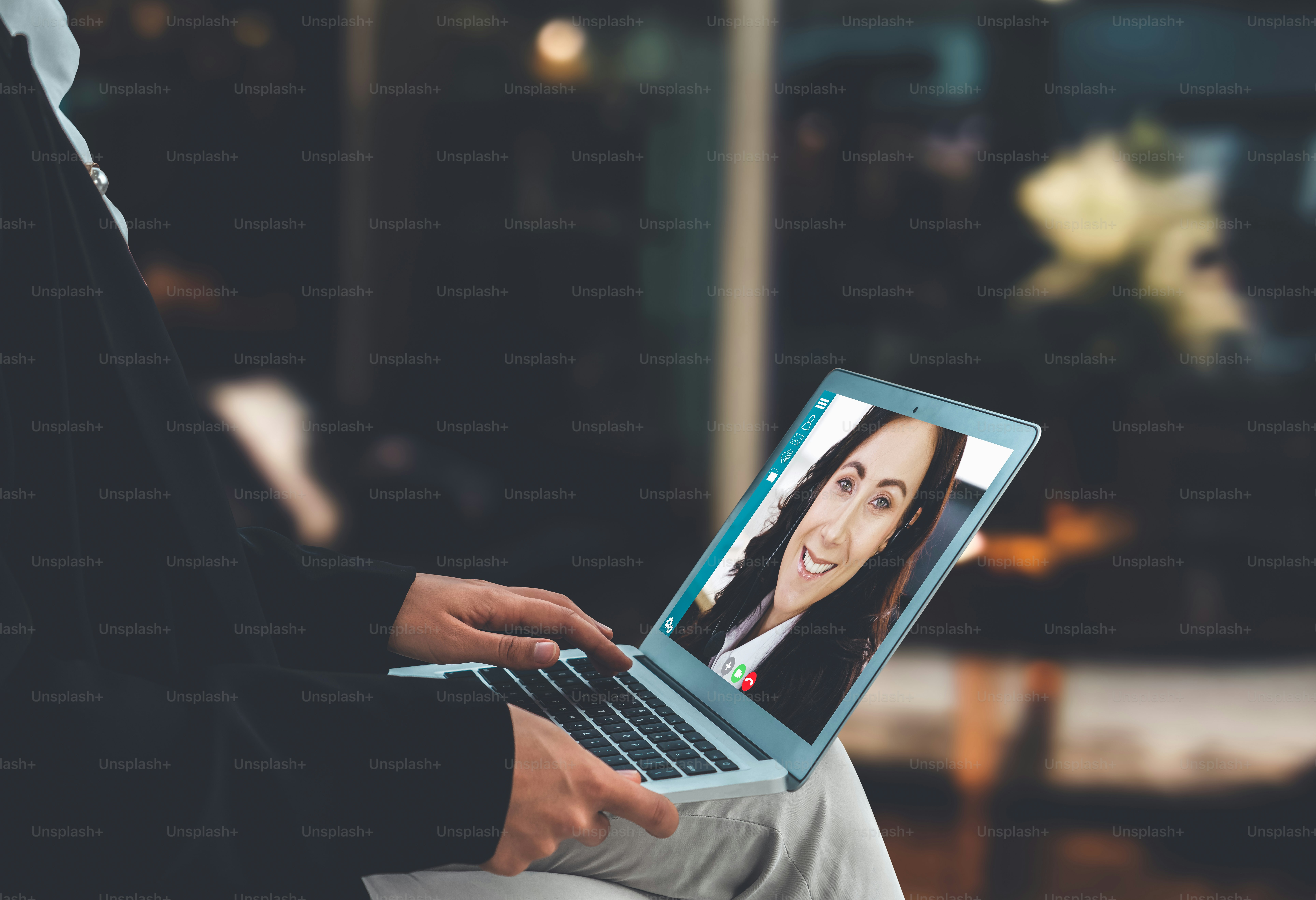 Video call business people meeting on virtual workplace or remote ...