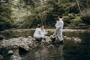 Team of scientists and biologists researching possibilities for bacteria and virus spreading through natural flowing supplies of drinking water.