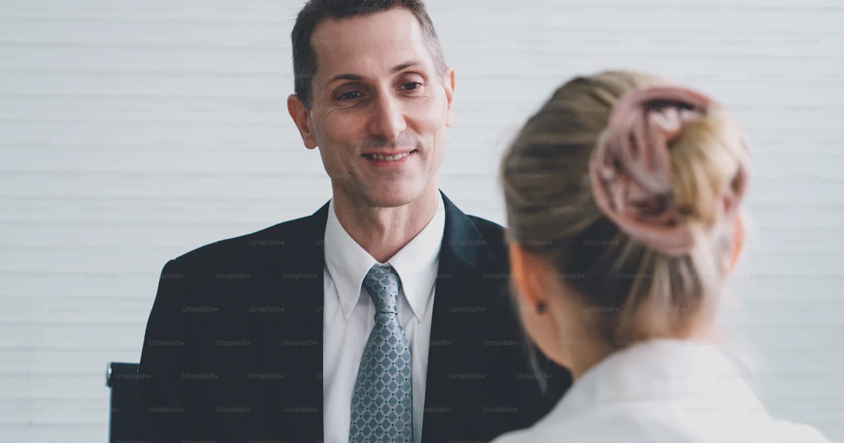 Seeking Position Job seeker in job interview meeting with manager and interviewer at ...