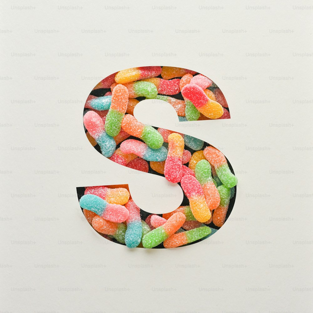 Colourful Font design, Abstract alphabet font with jelly, realistic typography - S