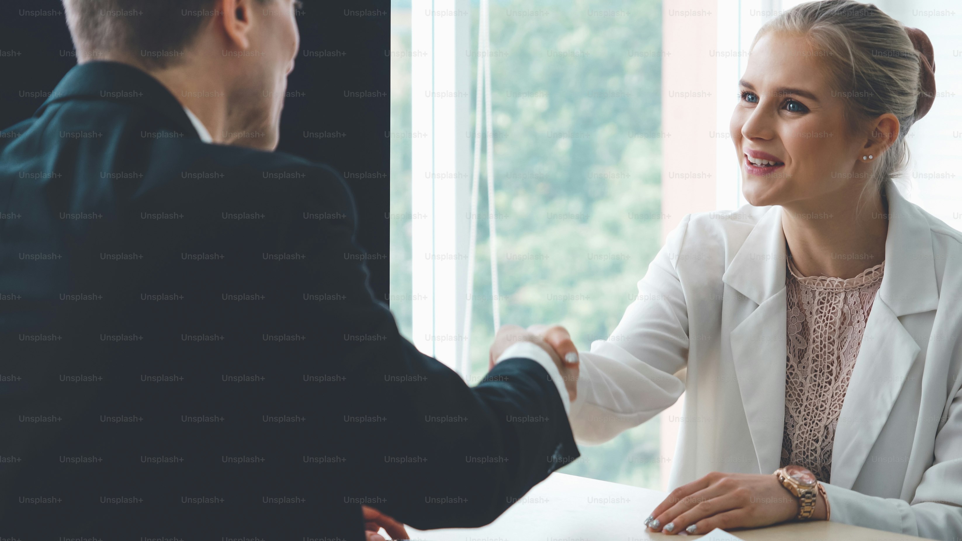 Job seeker in job interview meeting with manager and interviewer at ...