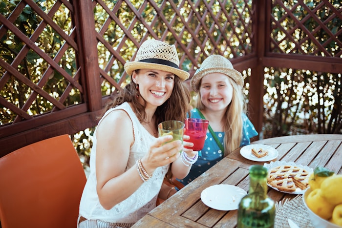 Shaded outdoor patio terrace