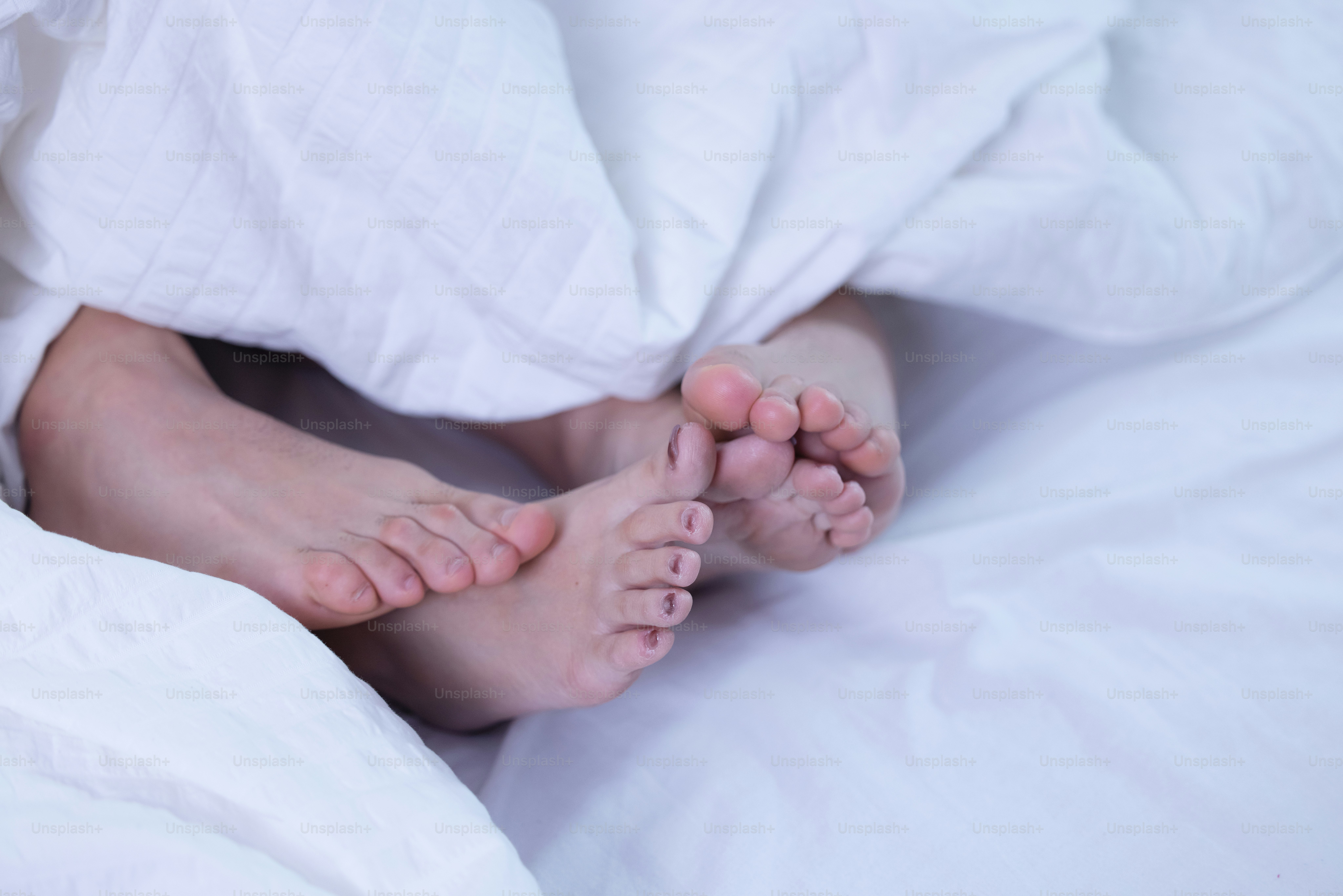 Young couple intimate relationship on bed passion. Sex concept.