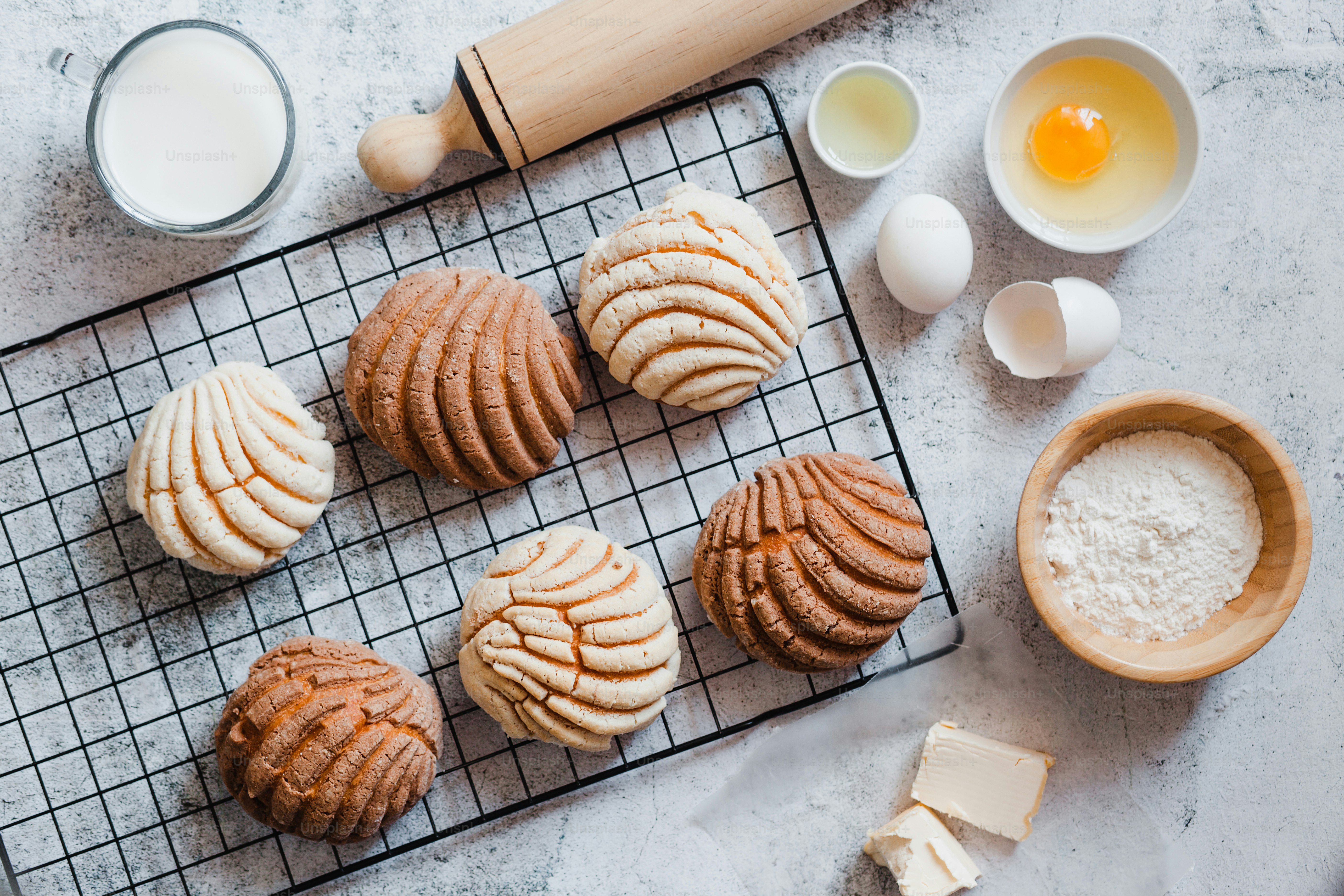 concha mexican bread, Ingredients for baking traditional conchas in Mexico