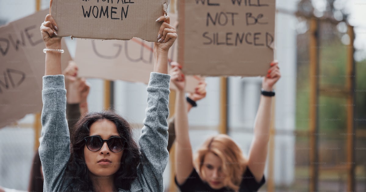 Victims wanna be heard. Group of feminist women have protest for their ...