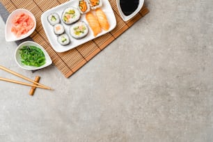 Japanese sushi with maki and nigiri