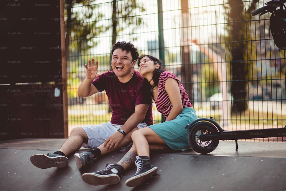 Young couple in the park.