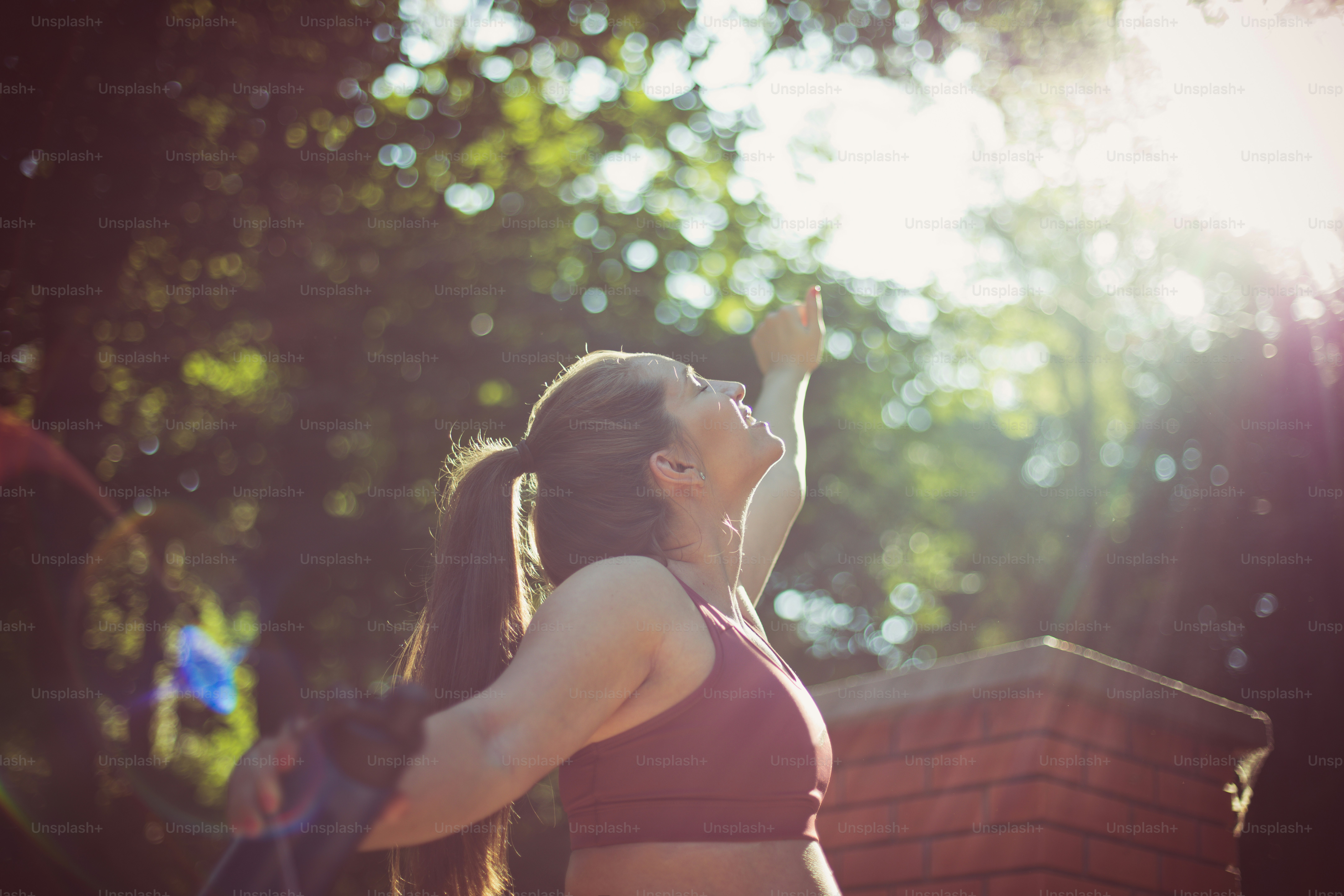 Happy pregnant woman enjoying in day.