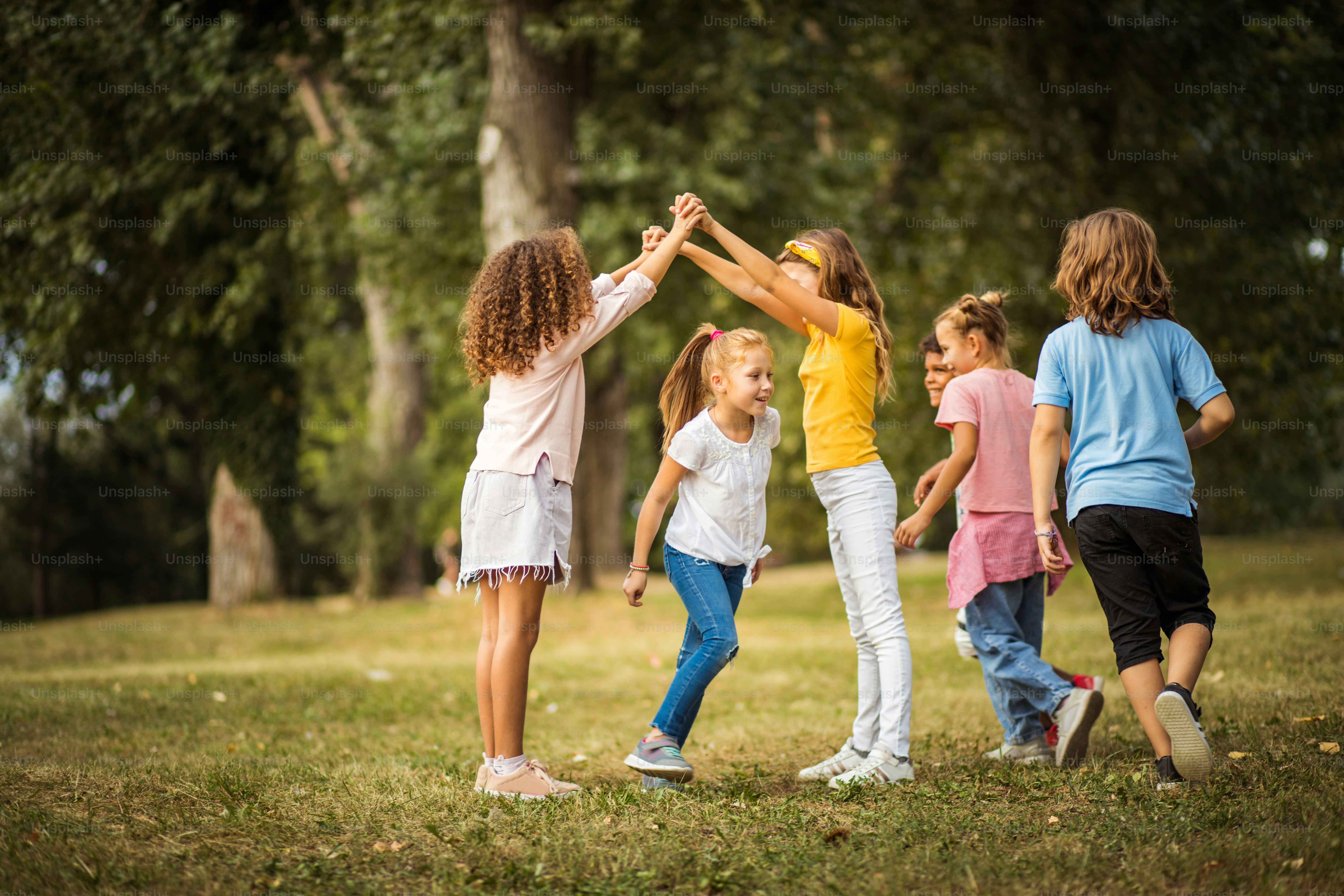 Large group of school kids having fun in nature. photo – Girls Image on ...