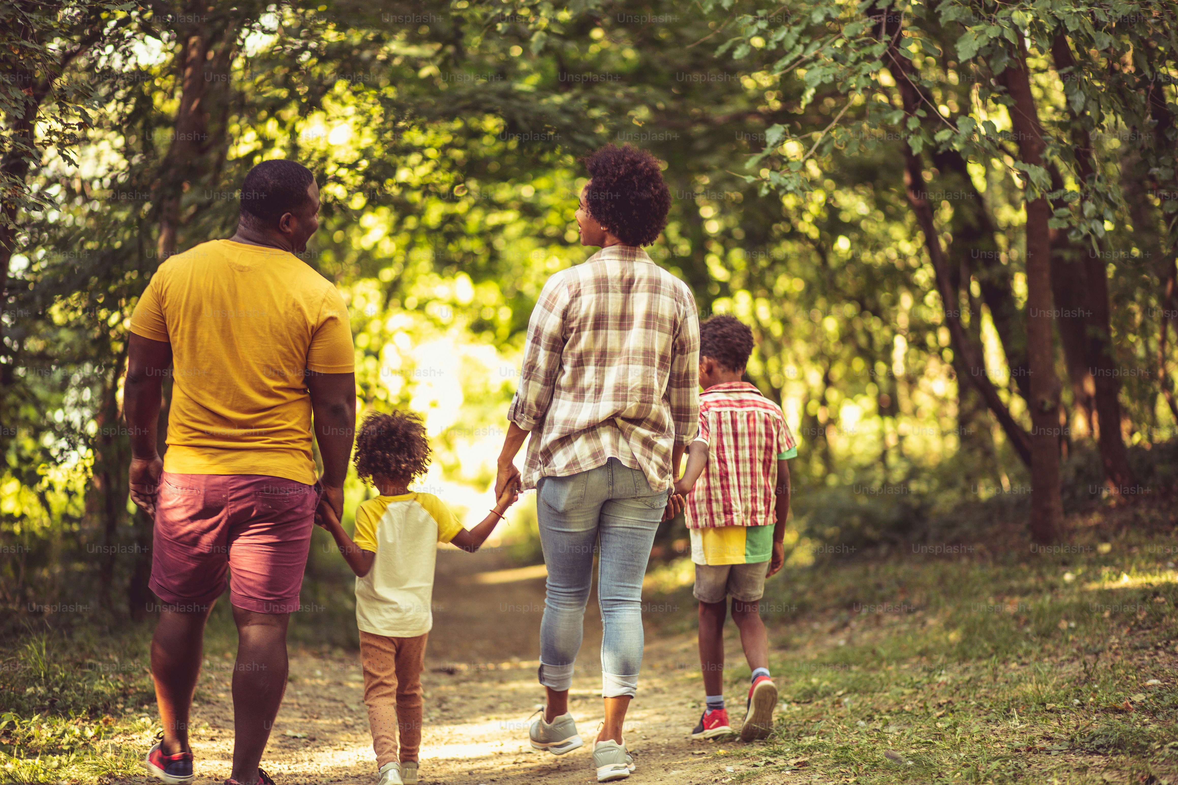 African American family having fun outdoors