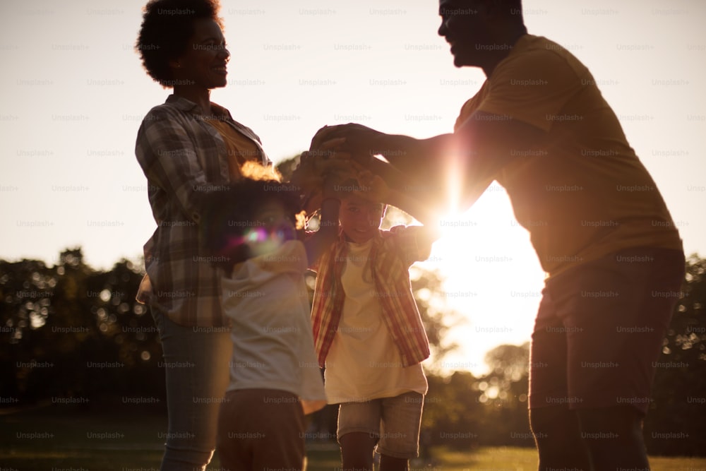 African American family spending time in nature.