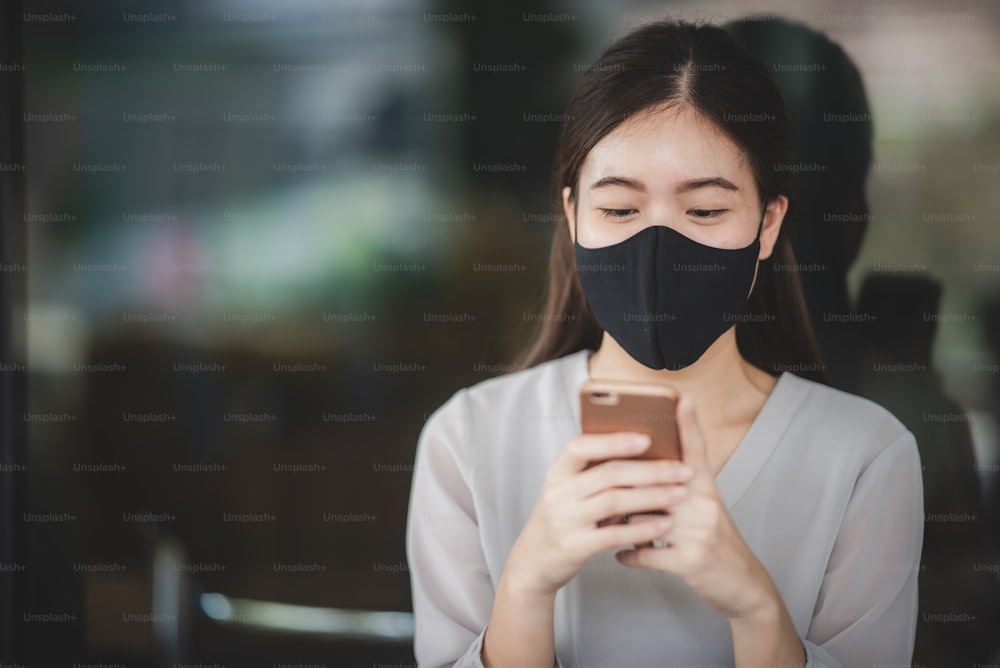 portrait young woman business person wearing face mask to protection of virus flu disease epidemic, girl with pandemic prevention infection medical with coronavirus