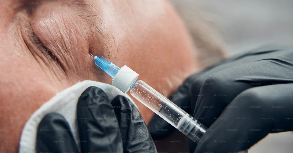 Foto Primer plano del médico cosmetólogo con guantes estériles usando ...