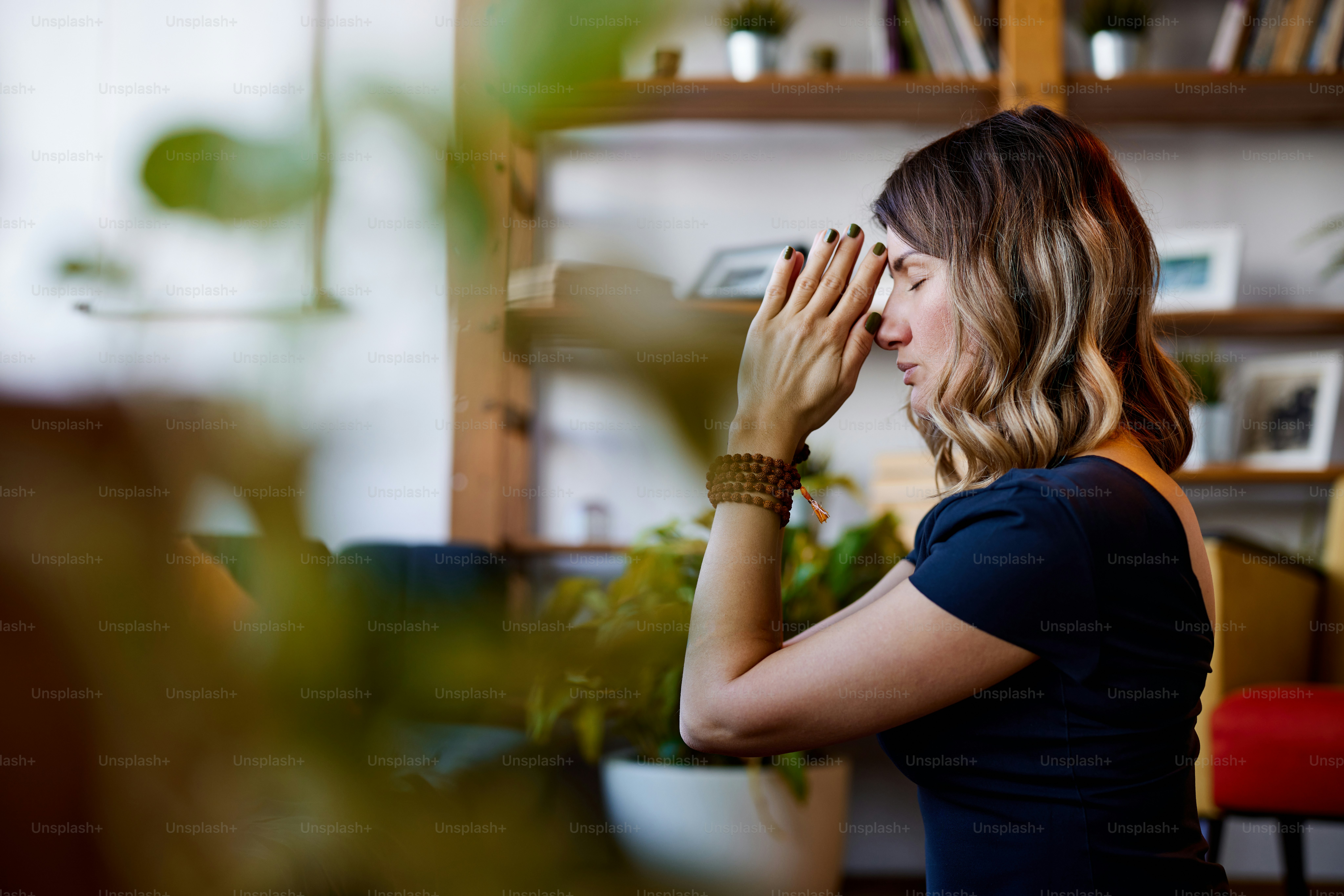 Serene woman with eyes closed
