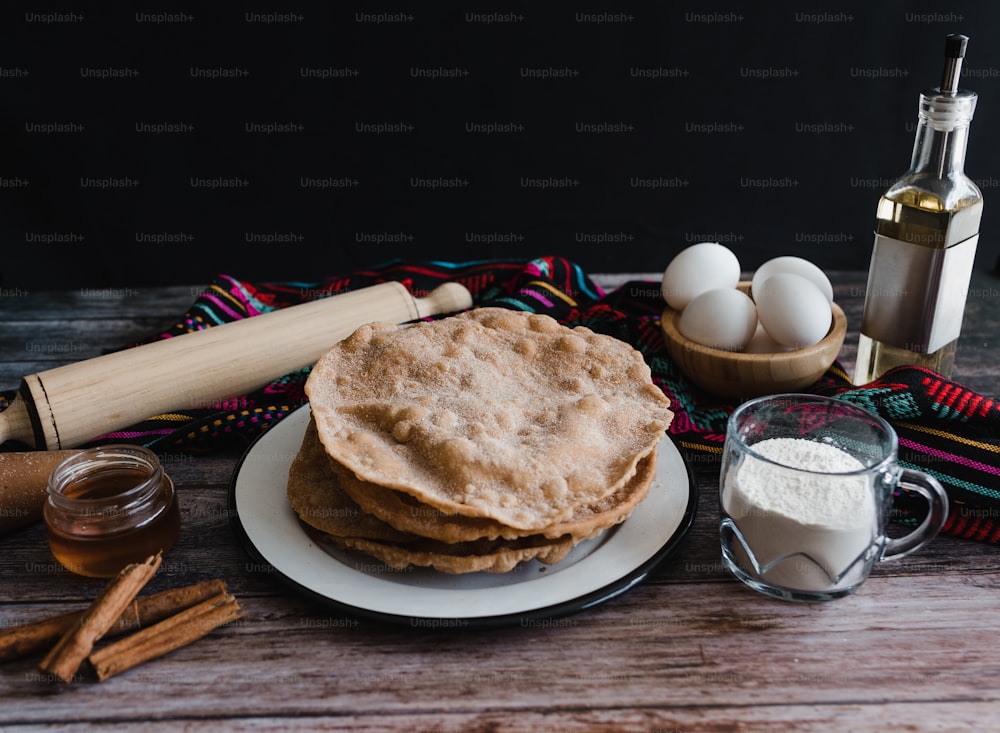 mexican buñuelos recipe and ingredients of traditional dessert for Christmas in Mexico