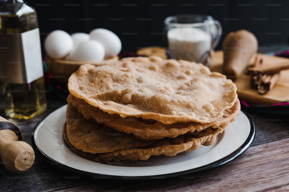 mexican buñuelos recipe and ingredients of traditional dessert for Christmas in Mexico