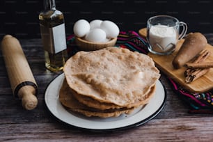 mexican buñuelos recipe and ingredients of traditional dessert for Christmas in Mexico