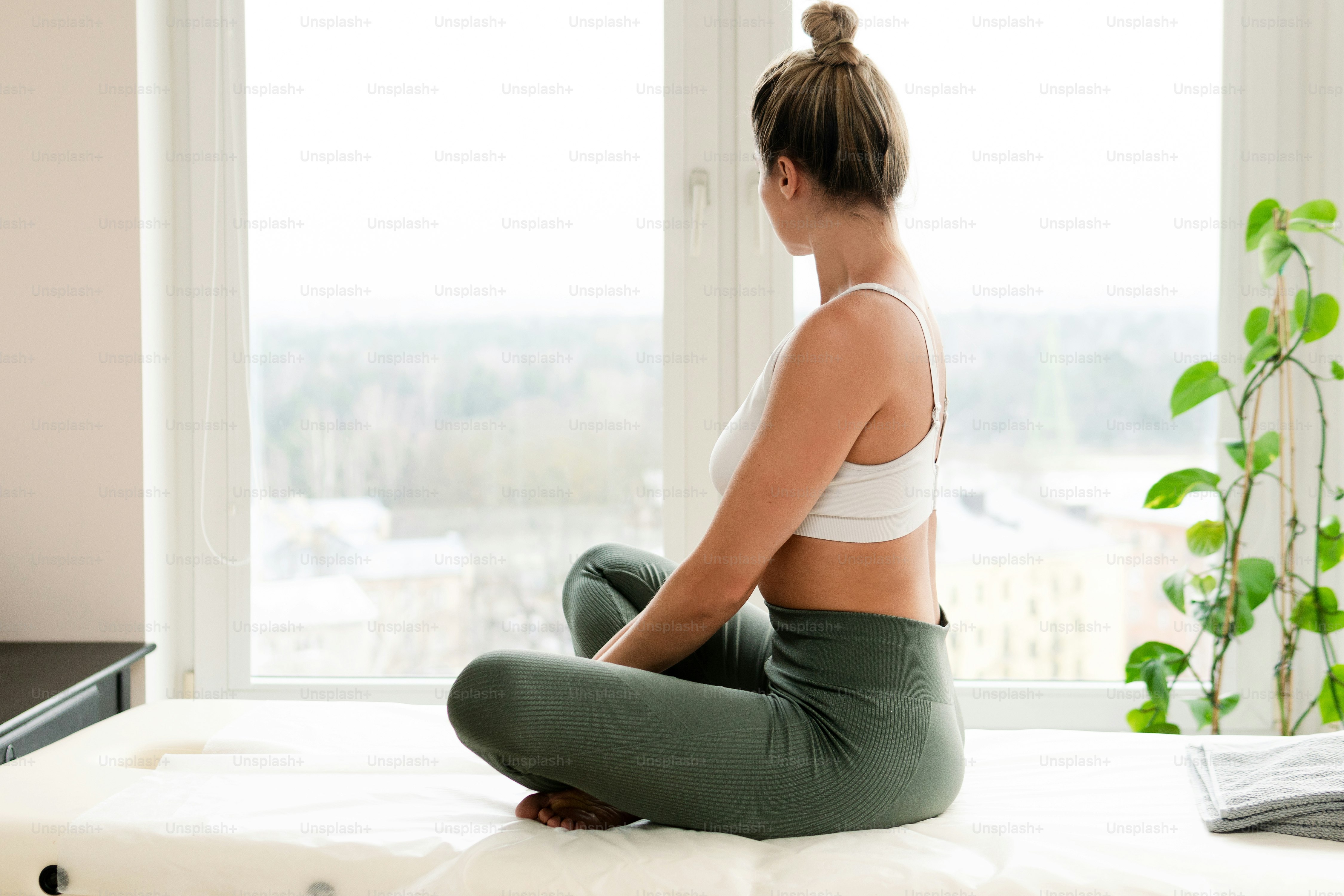 Young woman relaxing after physical therapy or massage session