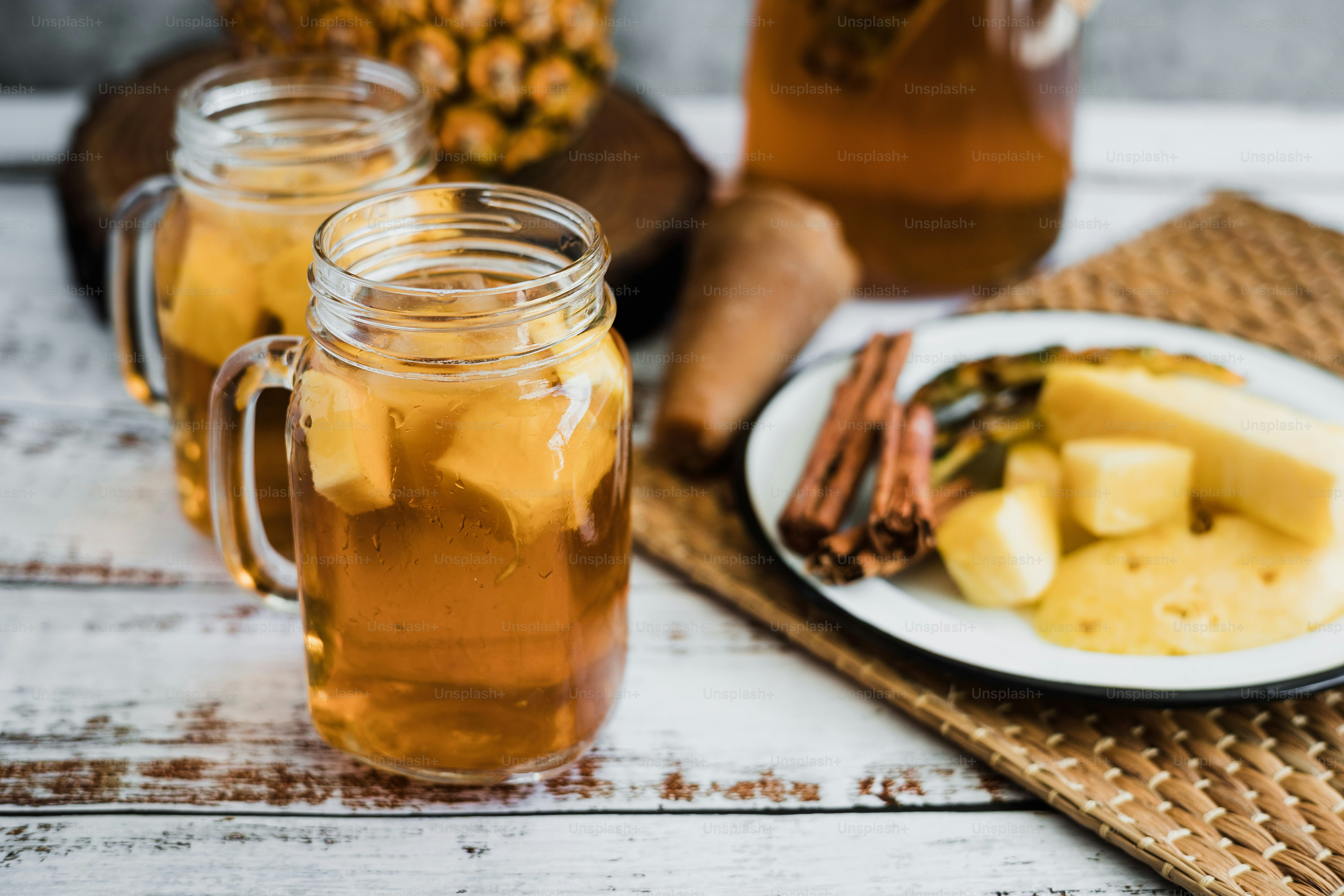 Tepache Mexican fermented beverage made with pineapple, panela and ...