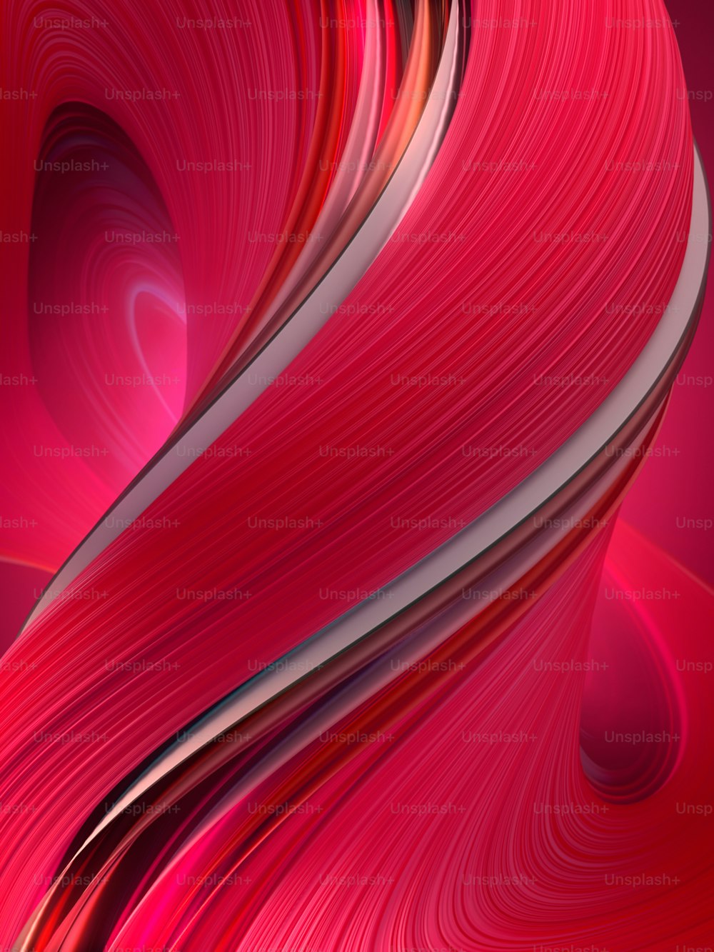 Pinkish red abstract twisted shape. Computer generated geometric illustration. 3D rendering