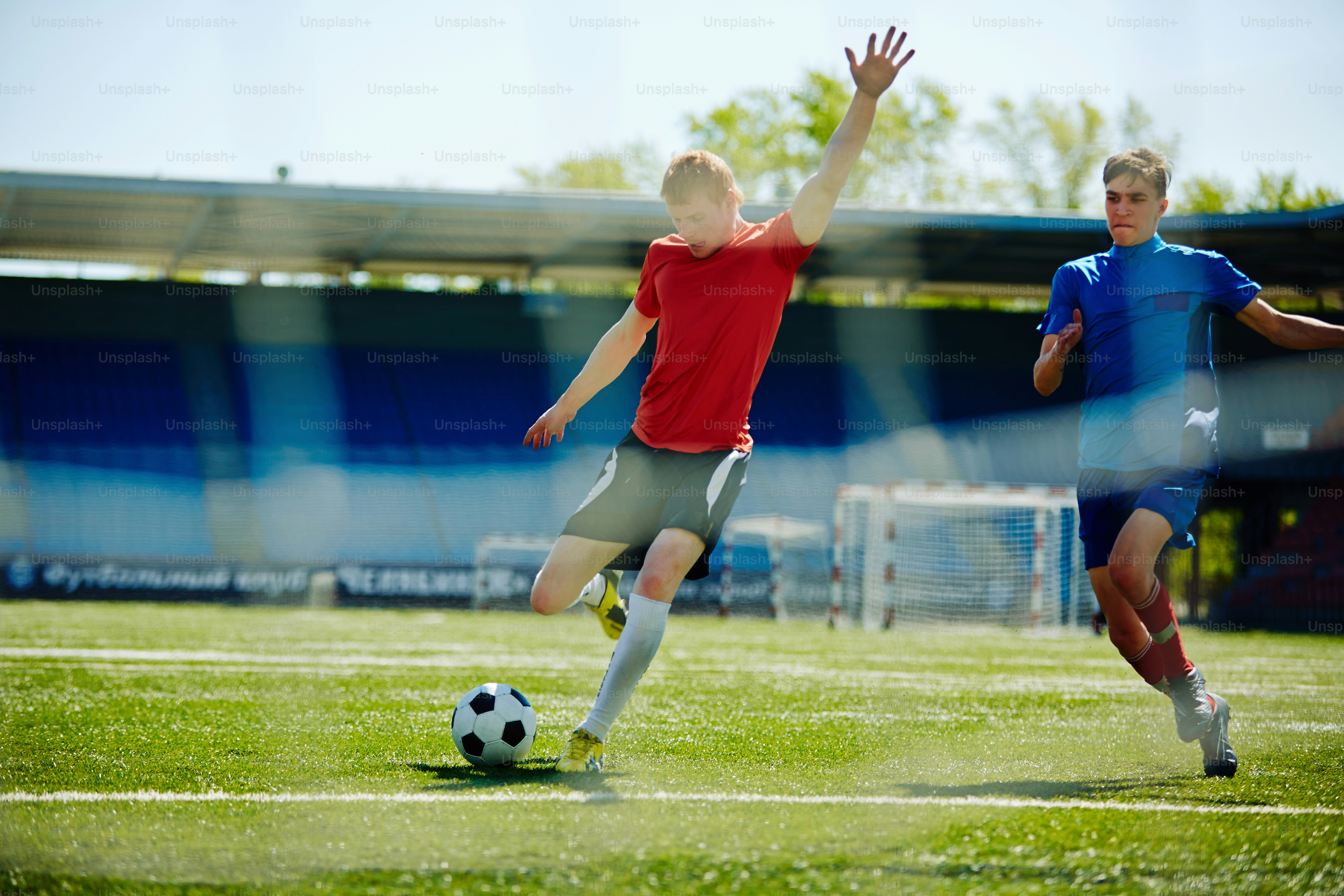 Football player going to shoot the goal