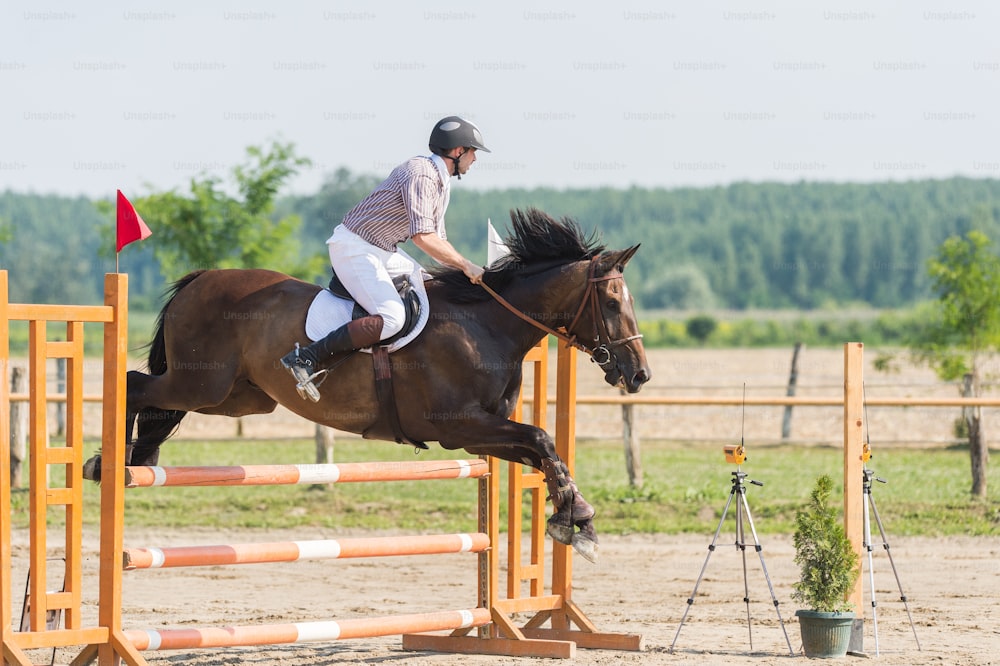 Young man riding a horse