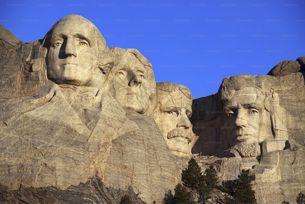 Eine Gruppe von Präsidenten, die in die Seite eines Berges gehauen sind