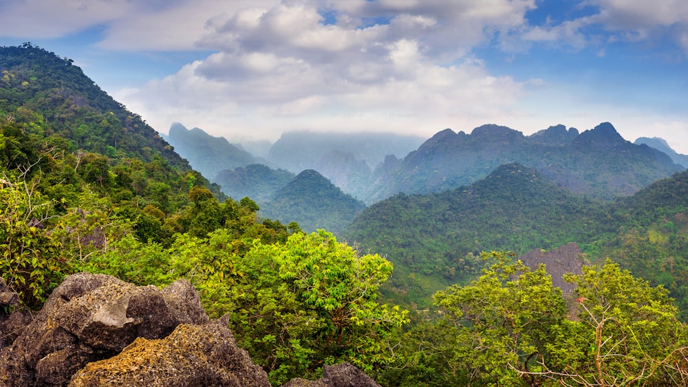 Beautiful landscape of mountains in Vang vieng, Laos.