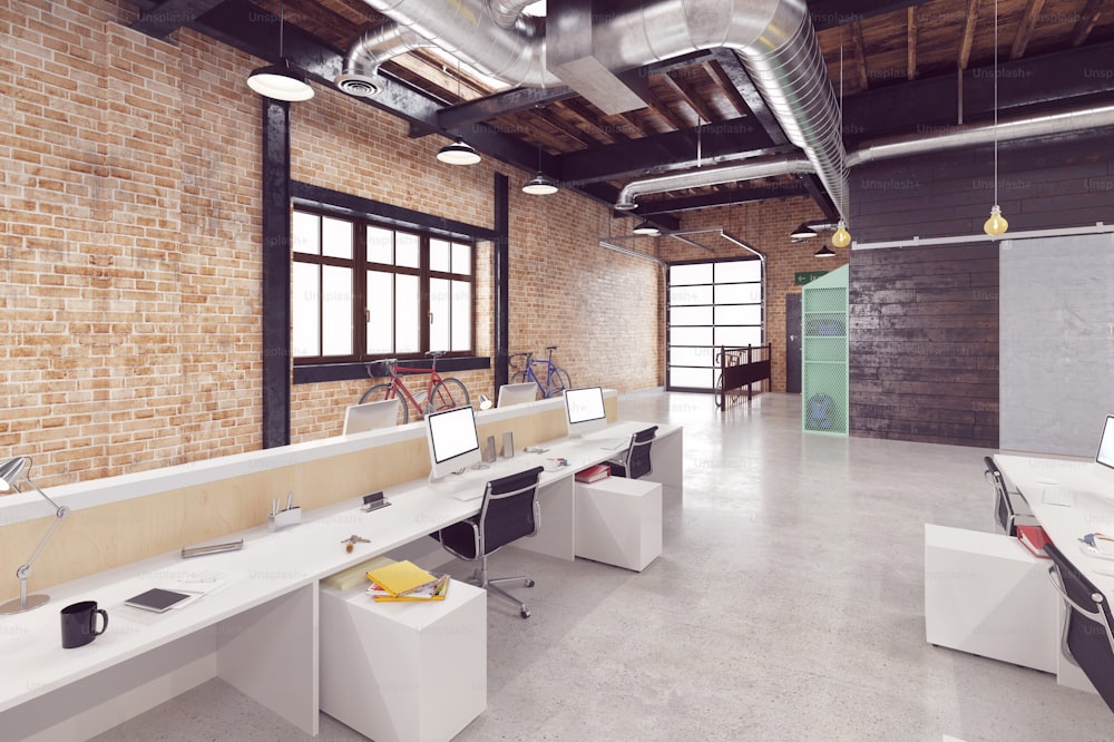 modern loft interior. 3d rendering concept