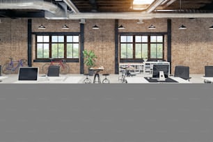 modern loft  office interior. 3d rendering concept