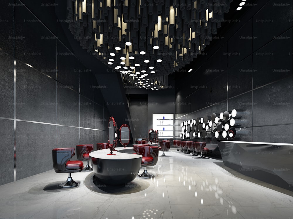 3d render of luxury hotel interior lobby entrance