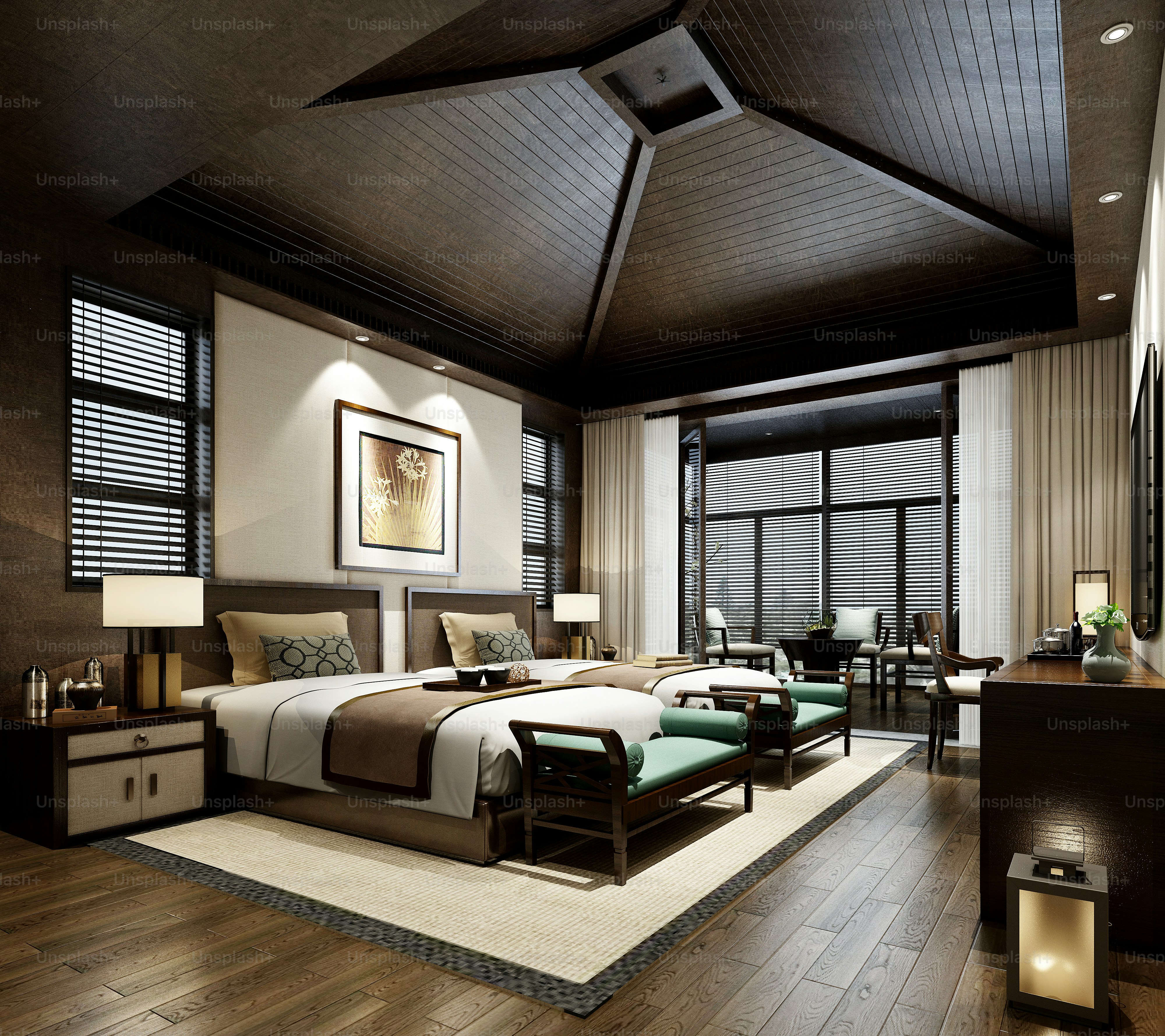 3d render of luxury hotel room