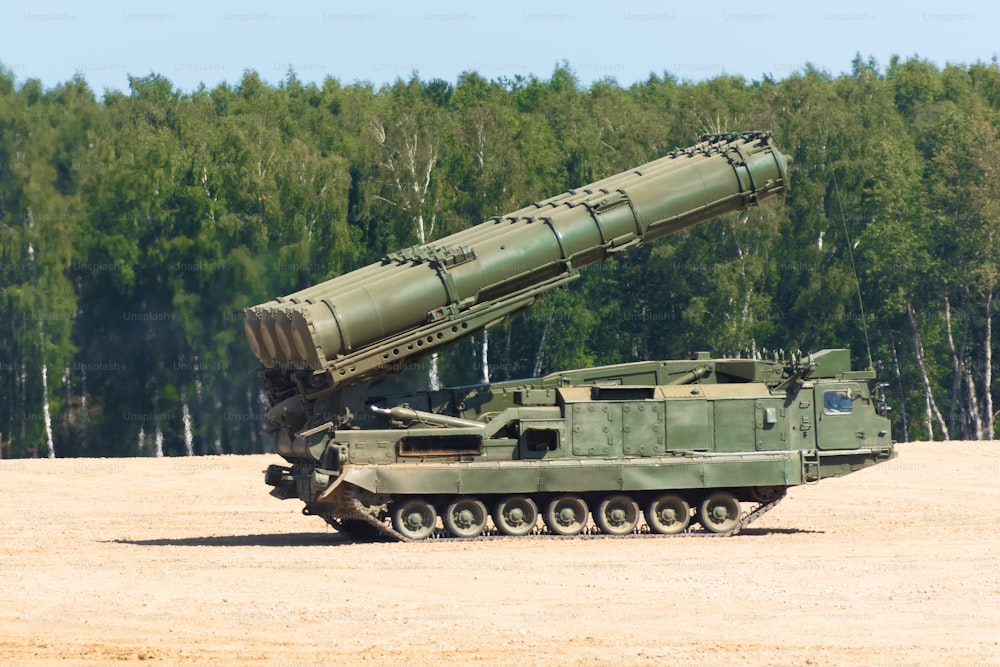 Powerful carrier rocket vehicle with a rocket aimed into the sky