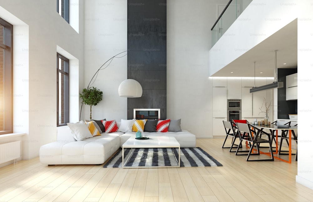 modern apartment interior. 3d rendering design concept