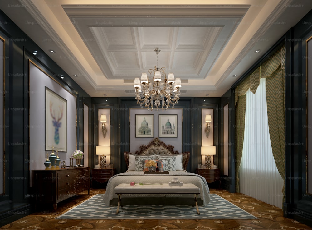 3d render of classic bedroom