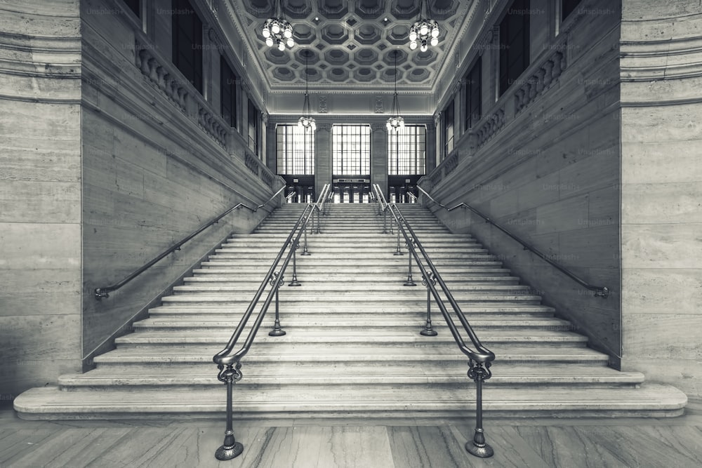 Blick auf die Treppe der Union Station, Chicago, USA.