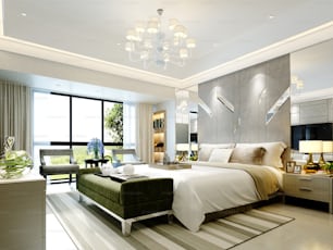 3D Render of bedroom in luxury home