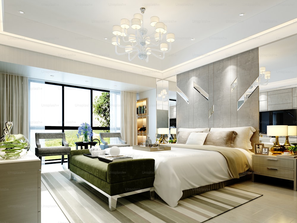 3D Render of bedroom in luxury home