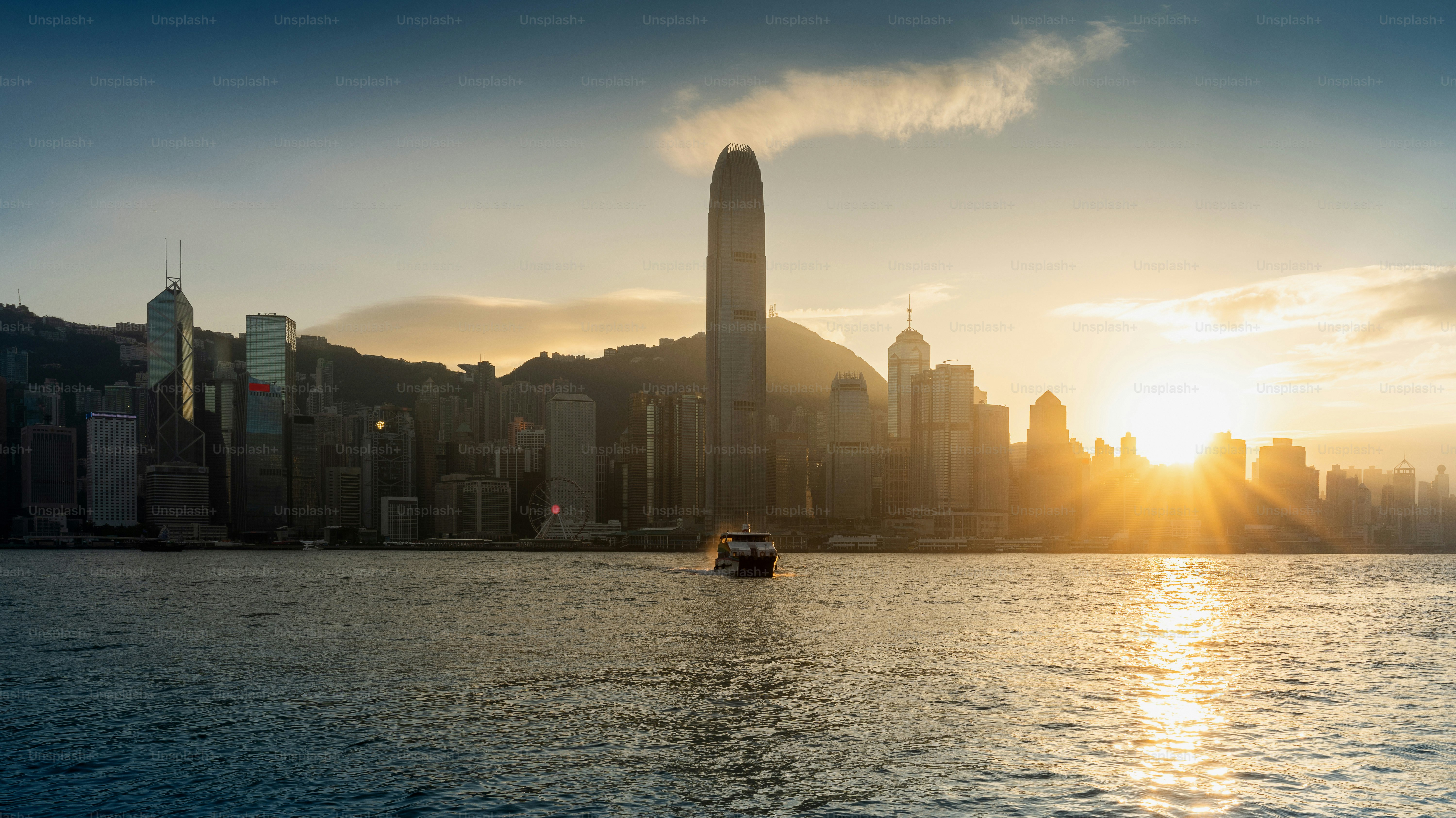 Beautiful sunset at Hong Kong.