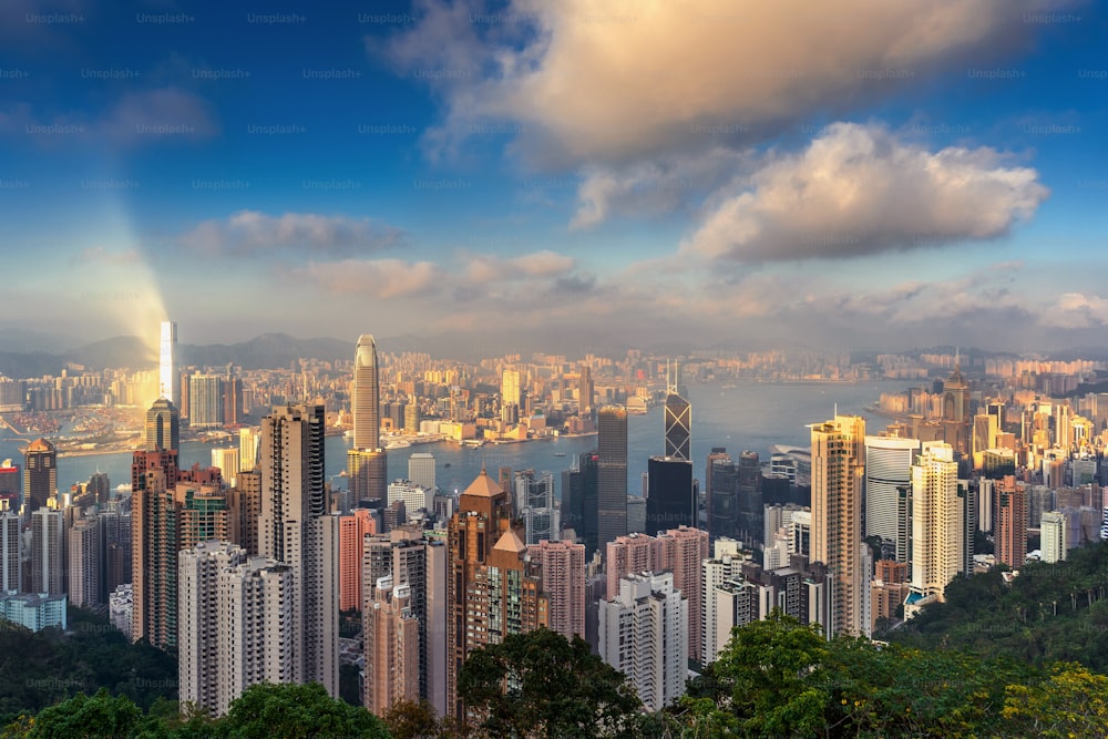 Paisaje urbano de Hong Kong desde el pico Victoria.