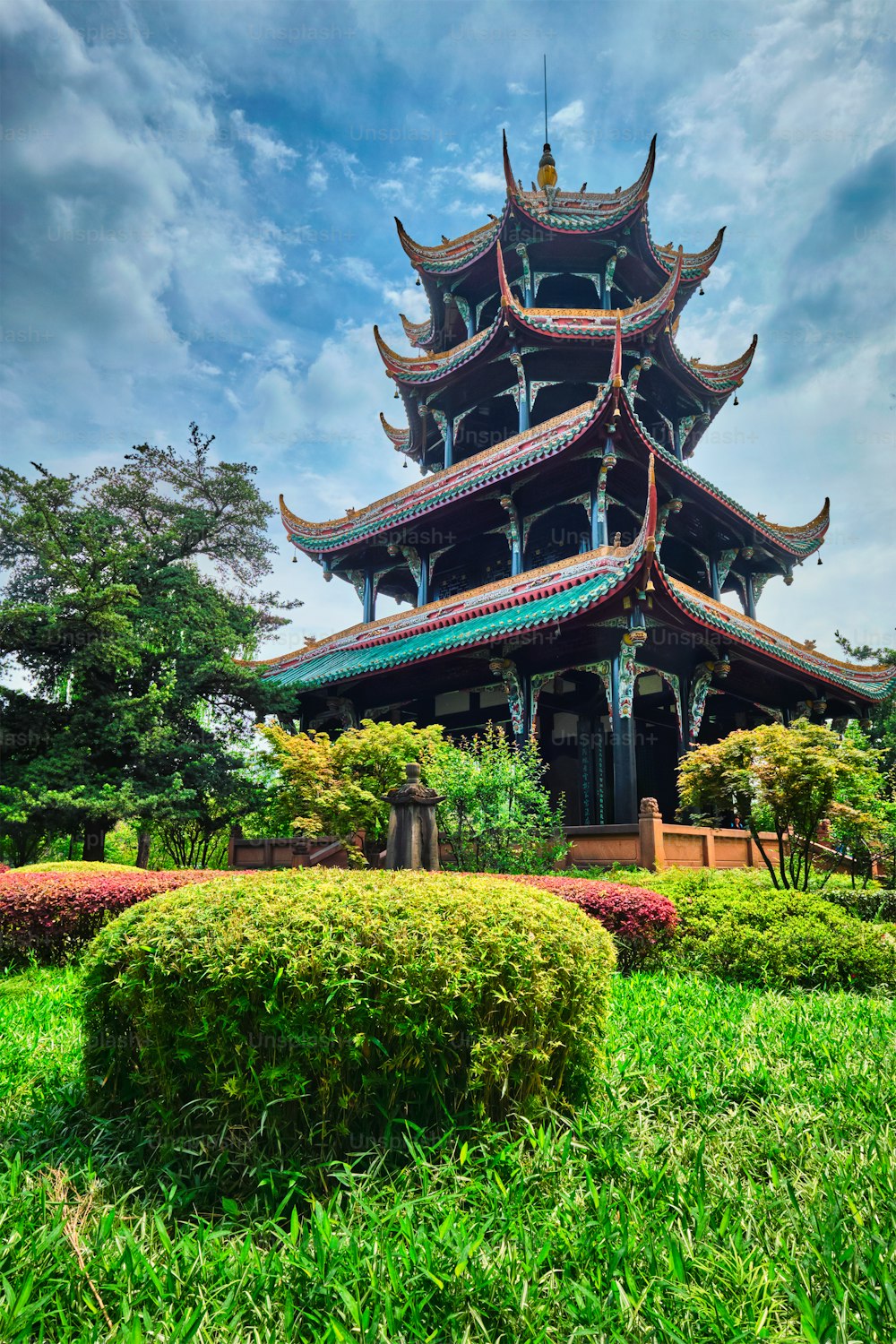 Wangjiang Pavillon (Wangjiang Tower) im Wangjianglou Park. Chengdu, Sichuan, China